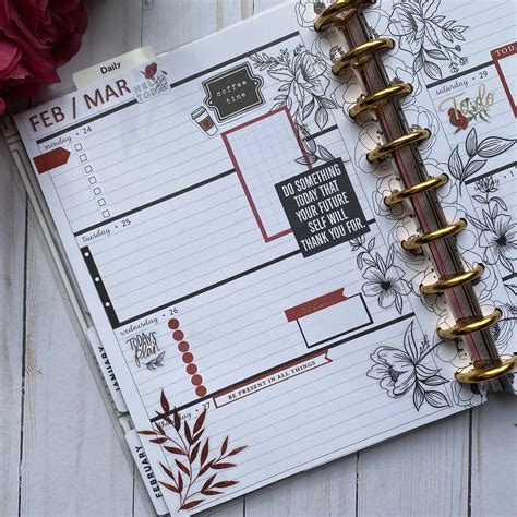 Classy Floral and Burgundy Happy Planner layout | Happy planner layout, Happy planner, Planner ...