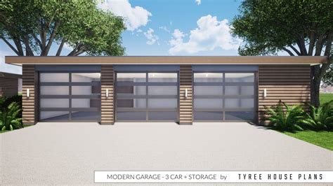 Modern Garage Plan - 3 Car plus Storage by Tyree House Plans.