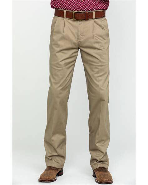 Wrangler Men's Khaki Casual Pleated Front Western Pants | Boot Barn