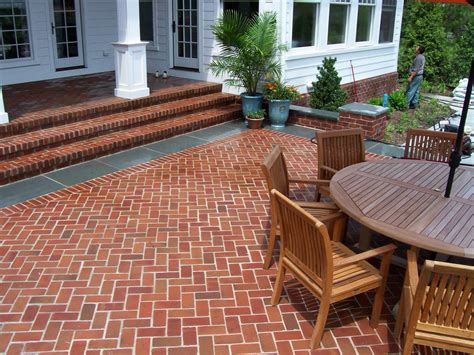 Image result for clay paver steps herringbone | Patio pavers design, Brick patios, Patio