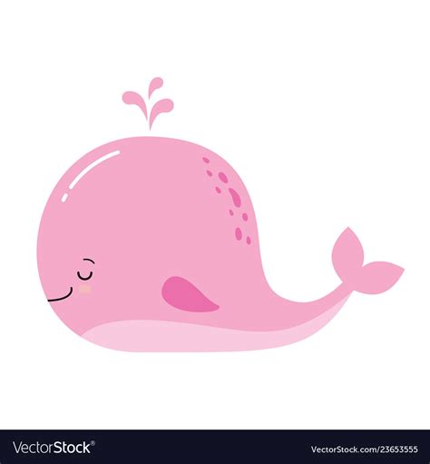 Cute cartoon whale adorable little pink whale Vector Image