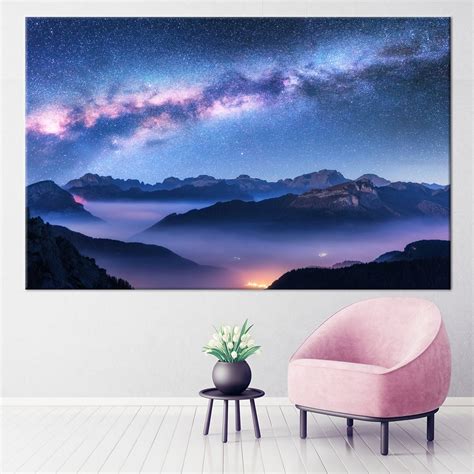 Starry Sky Canvas Night Sky Wall Art Night Landscape Wall - Etsy