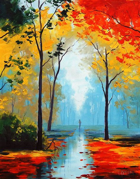 Nature art painting, Nature paintings, Autumn painting