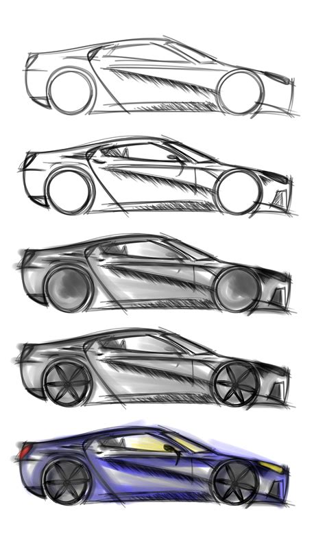 How To Draw A Concept Car Step By Step - Car Retro