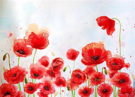 Painting Poppies flowers for interior living room bedroom red white scarlet – купить на Ярмарке ...