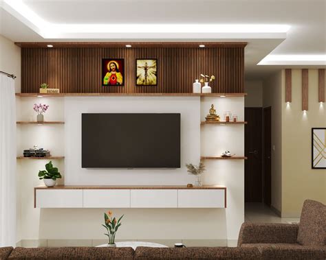 Wall-Mounted Spacious Modern TV Unit Design | Livspace