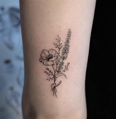 daisy and poppy tattoo - lineartdrawingsloveyourself