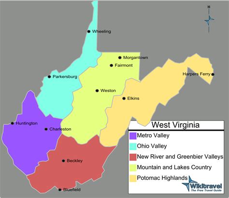 Map of West Virginia (Map Regions) : Worldofmaps.net - online Maps and Travel Information