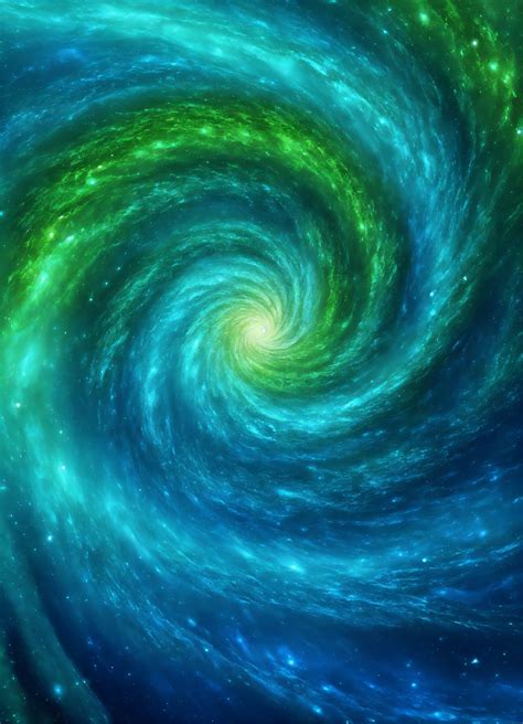 Lexica - Spiral galaxy digital art, blue, green, turquoise