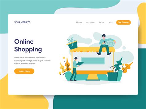 Landing page template of Online Shopping Illustration Concept. Modern flat design concept of web ...