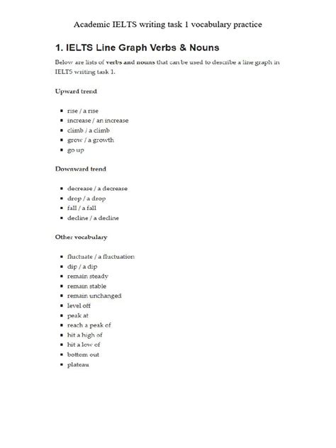 Academic Line Graph Vocabulary Practice | PDF