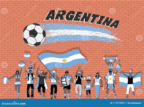 Argentinian Football Fans Cheering with Argentina Flag Colors in Stock Vector - Illustration of ...