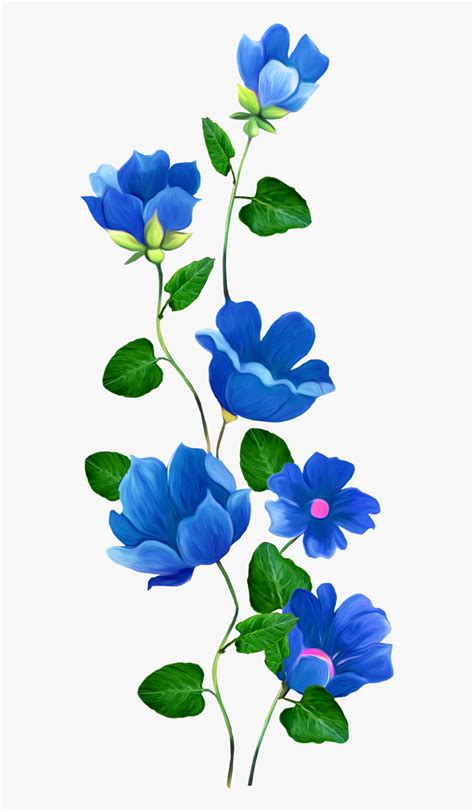 Flower Rose Blue Pin Clip Art - Blue Flower Border Clipart, HD Png Download - kindpng