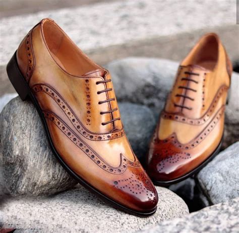 Handmade Brown Wing Tip Leather Shoes, Men's Lace Up Leather Formal Shoes · Leatherworld2014 ...