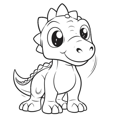 Cute Baby Dinosaur Coloring Pages Outline Sketch Drawing Vector, Baby Drawing, Dinosaur Drawing ...