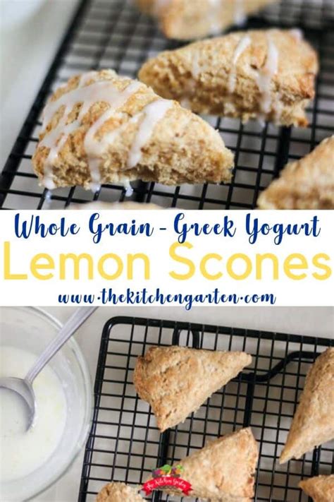 Easy Whole Grain Lemon Glazed Scones- The Kitchen Garten