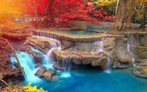 landscape, Waterfall, Nature, Trees, Thailand, Fall, Colorful, Tropical Wallpapers HD / Desktop ...