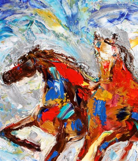 Karen Tarlton: Original oil painting Wild Horses palette knife fine art impressionism by Karen ...