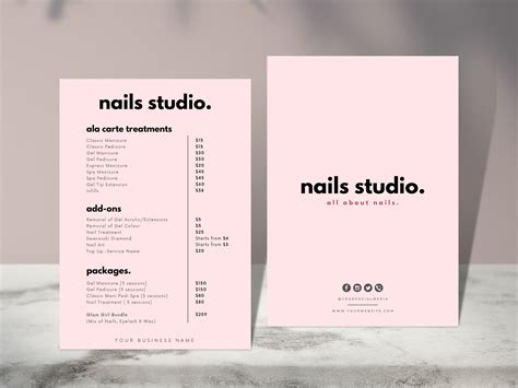 DIY Nail Salon Price List Design Templates Pre Made Editable - Etsy