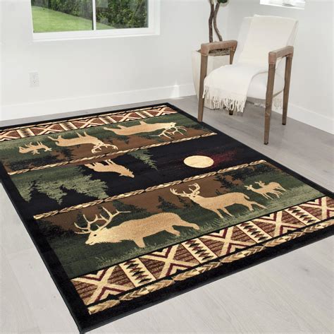 Rug For Log Cabin Lodge Decor Deer Rugs Nature Animals Cabin Rug Carpet Flooring Sisal/Seagrass ...