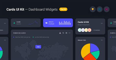 Cards UI Kit - Dashboard Widgets & Components, Graphic Templates - Envato Elements