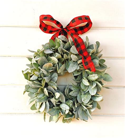 Small Window Wreath-christmas Wreath-mini Lambs Ear - Etsy