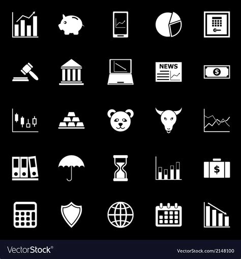 Stock market icons on black background Royalty Free Vector