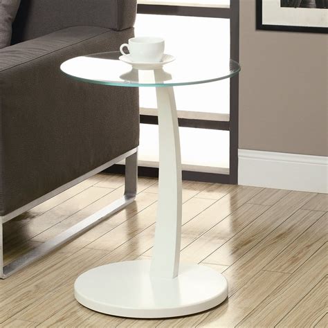 Shop Monarch Specialties White/Glass Round End Table at Lowes.com