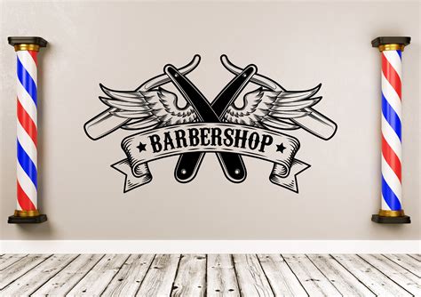 Barber Shop Wall Decal Barber Shop Wall Sticker Barber - Etsy | Map wall decal, Barber shop ...