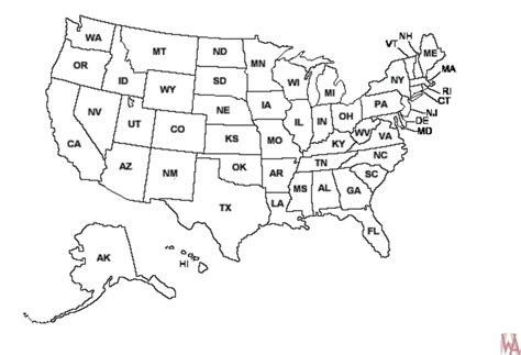 Outline Map Of Usa Printable