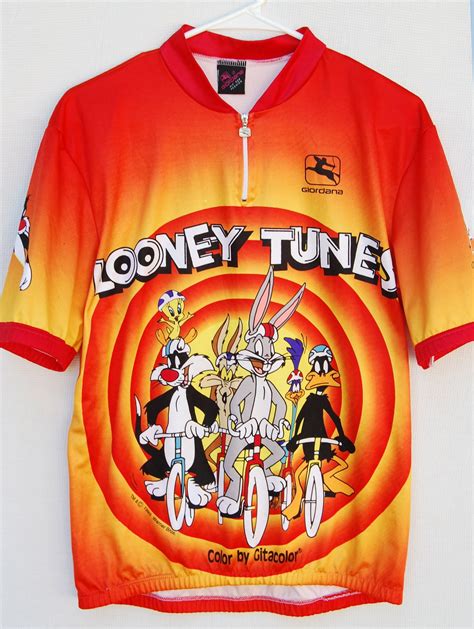 Rare Vtg 90s Looney Tunes Bike Jersey Giordana Italy Cycling