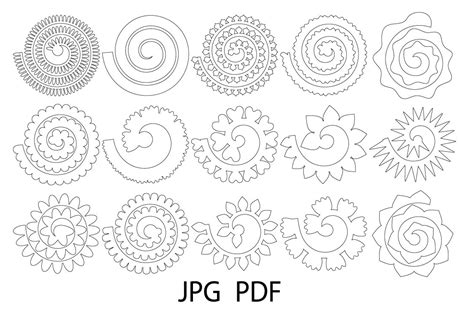 Rolled Paper Flower Templates SVG, 3D Rose SVG, Origami Rose (212008) | Paper Cutting | Design ...