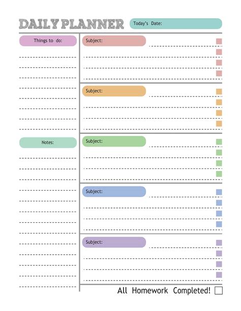 Free Printable Homework Planner Templates [Excel, PDF, Word] Cute