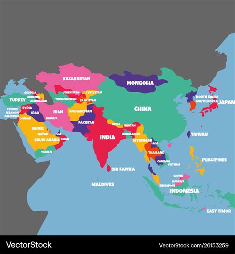 Asia Map With Countries Name - Angela Maureene