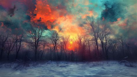 Winter Sunrise in Snowy Forest Wallpaper, HD Artist 4K Wallpapers, Images and Background ...