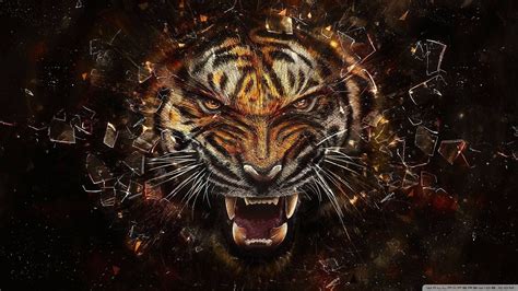 Free download Roaring tiger ultra HD 4k wallpaper Abstract Tiger artwork [3840x2160] for your ...