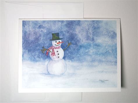 Snowman Watercolor Christmas Cards Set of 10 - Etsy