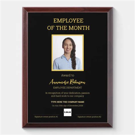 Employee of the month template award plaque | Zazzle