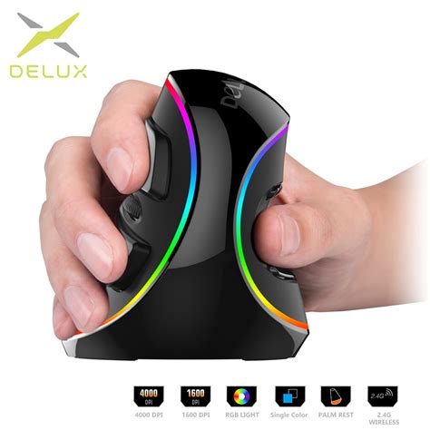 Delux M618 PLUS Mouse Vertical Game Wired / Wireless Mouse Ergonomic Optical RGB Light Mice For ...