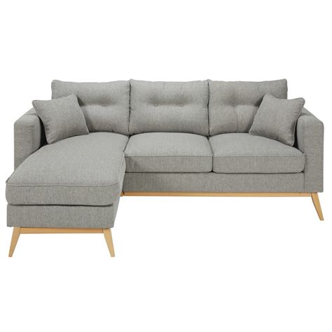 Scandinavian 4/5-Seater Light Grey Fabric Modular Corner Sofa Brooke | Maisons du Monde