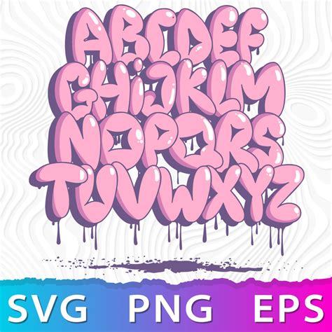 Graffiti Drip Bubble Alphabet SVG, Pink Bubble Letters, Bubb - Inspire Uplift