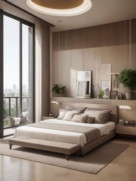 Premium AI Image | Modern master bedroom design with balcony