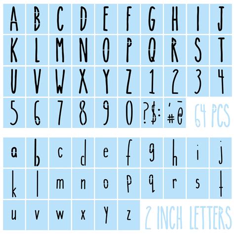 Buy 64 Pieces Alphabet Stencils Letters and Numbers Stencils Small Skinny Letters Template ...