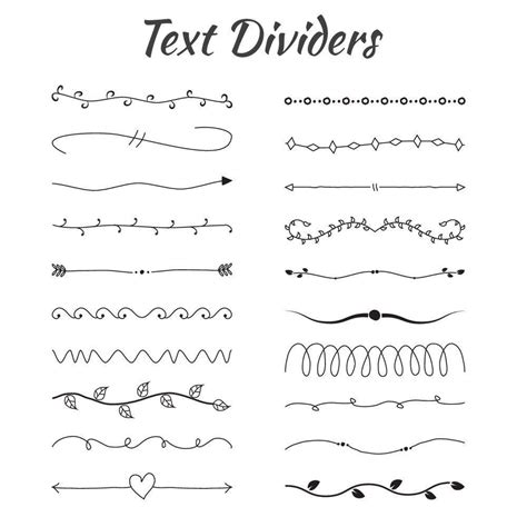 Hand Drawn Text Dividers Doodle Decorative Page Ornaments Borders Page Lines Instant Download ...