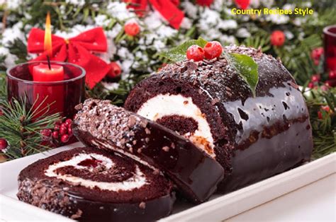 Fast and Easy Christmas Yule Log Cake - Country Recipes Style ~ Country Recipes