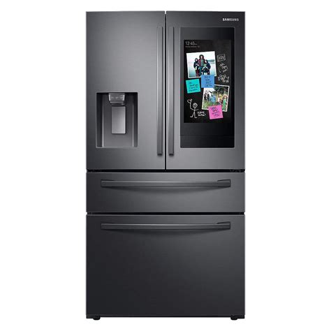 Samsung 36-inch 27.7 cu. ft. French Door Smart Refrigerator in Black Stainless Steel, Stan ...