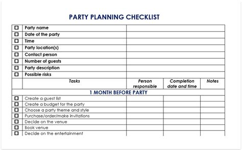 Party Planner Template Excel