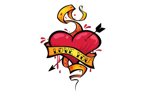 Love You Heart Tattoo Graphic by Miss Chatz · Creative Fabrica