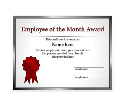 Employee Of The Month Certificate Printable