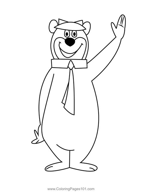 Yogi Bear Say Hi Coloring Page for Kids - Free Yogi Bear Printable Coloring Pages Online for ...